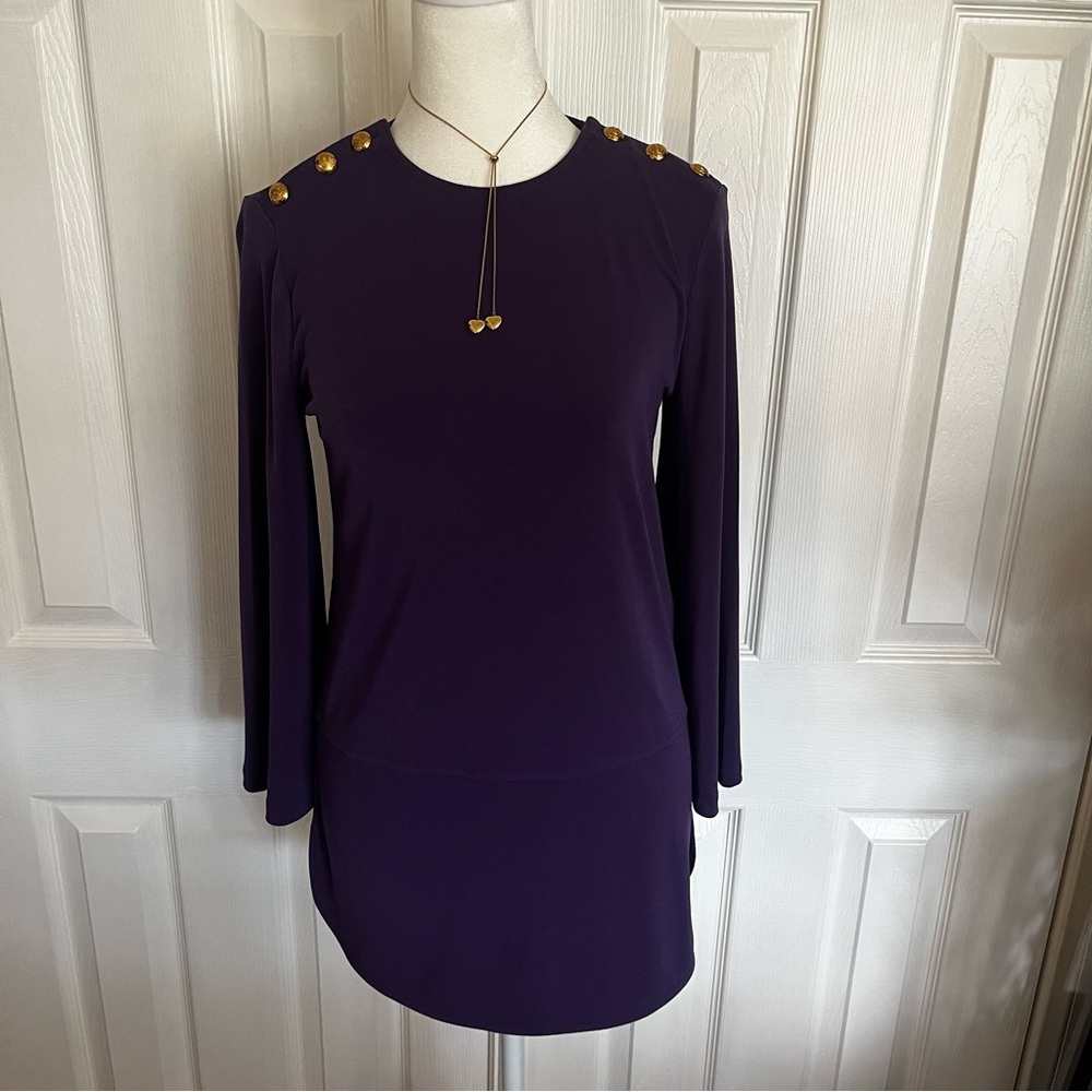 Ralph Lauren Violet Blouse with Elegant Gold Accents